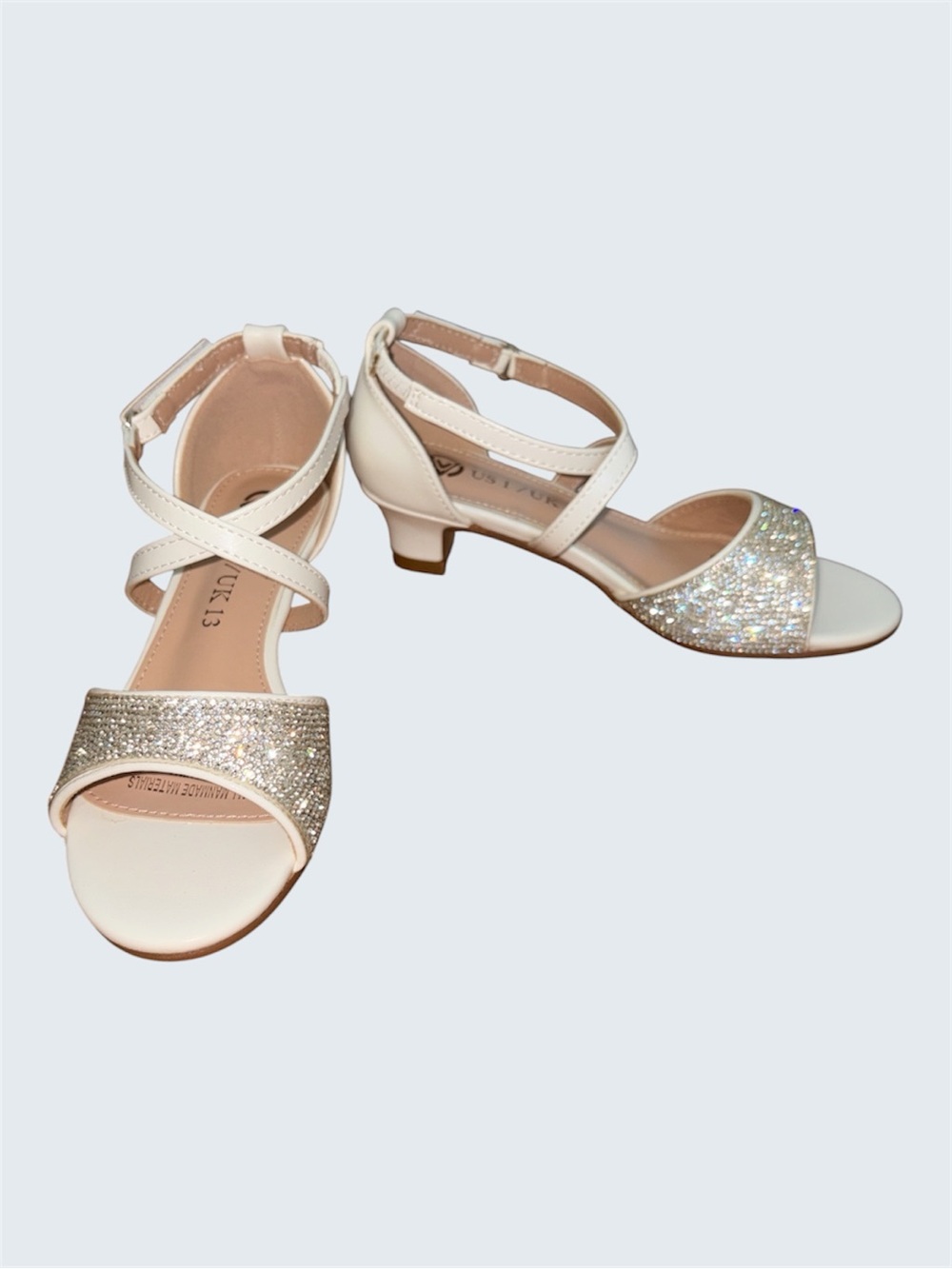 Girls' Sparkle Ankle-Strap Dress Sandals – White